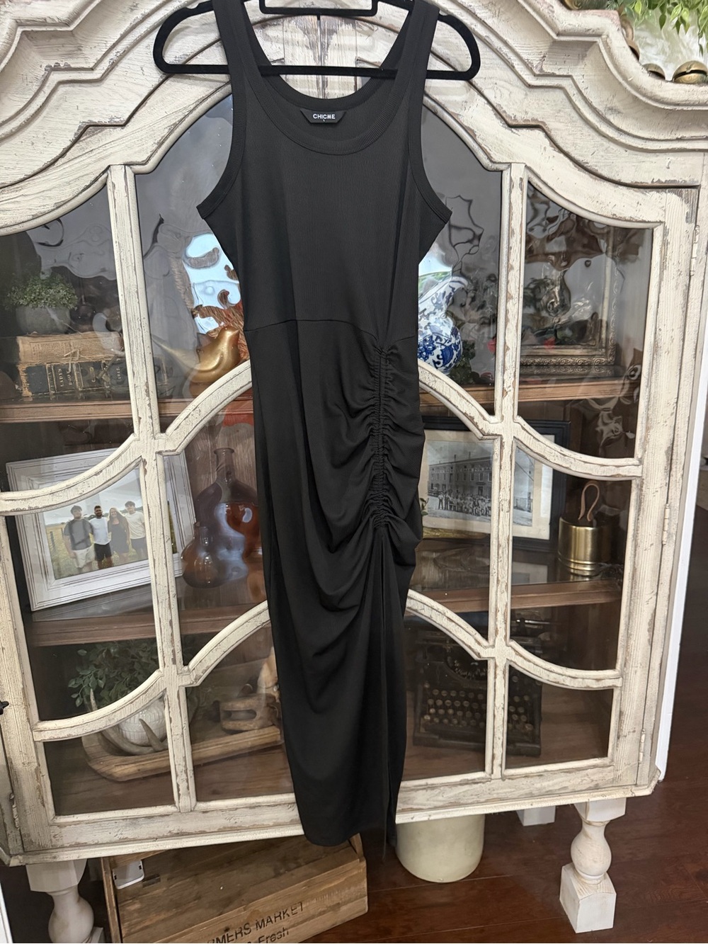 Chicwish Black Ruched Side Tank Midi Dress
